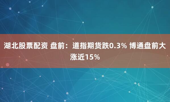 湖北股票配资 盘前：道指期货跌0.3% 博通盘前大涨近15%